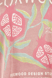 Product shot of the Pomegranate Cotton Tee in colour Ashrose (Pink), detail