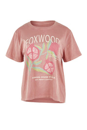 Product shot of the Pomegranate Cotton Tee in colour Ashrose (Pink), from the front