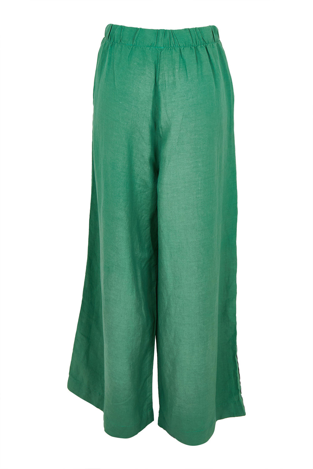 Product shot of the Elemental Linen Blend Pant in colour Deepgrass (Green), from the back