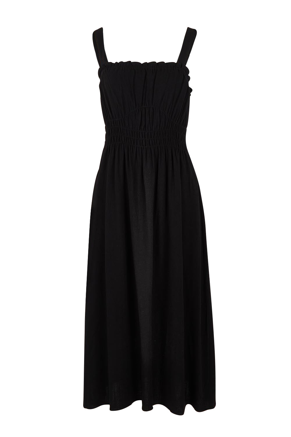 Product shot of the Dandelion Cotton Blend Dress in colour Black (Black), from the front