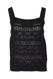 Product shot of the Polperro Cotton Knit Top in colour Black (Black), from the front