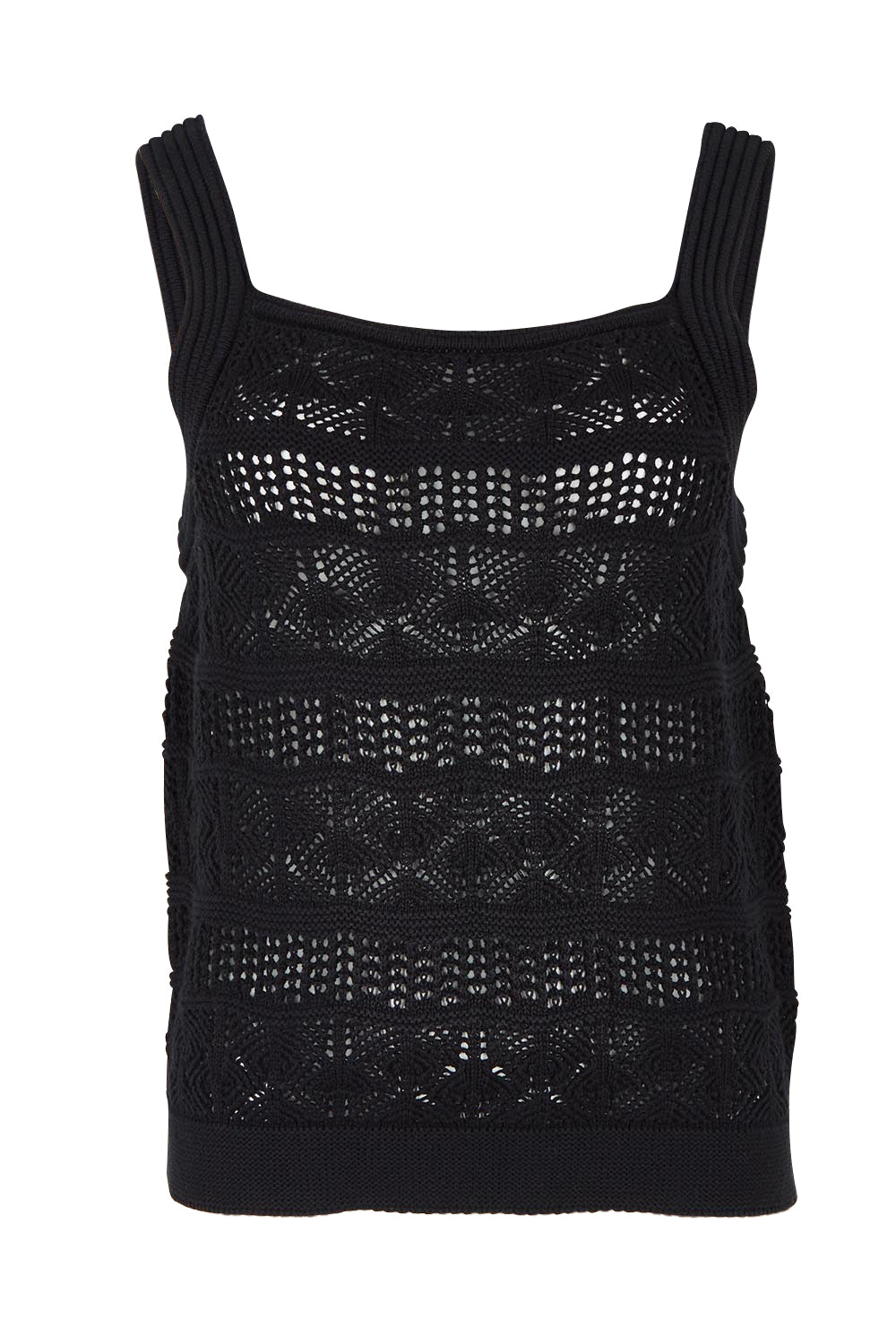 Product shot of the Polperro Cotton Knit Top in colour Black (Black), from the front