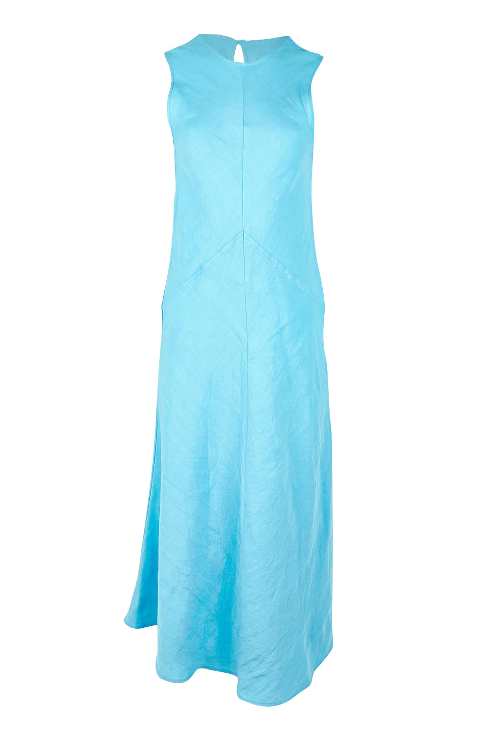 Product shot of the Azure Linen Blend Dress in colour Azureblue (Blue), from the front