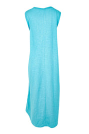 Product shot of the Recovery Cotton Tank Dress in colour Sky (Blue), from the back