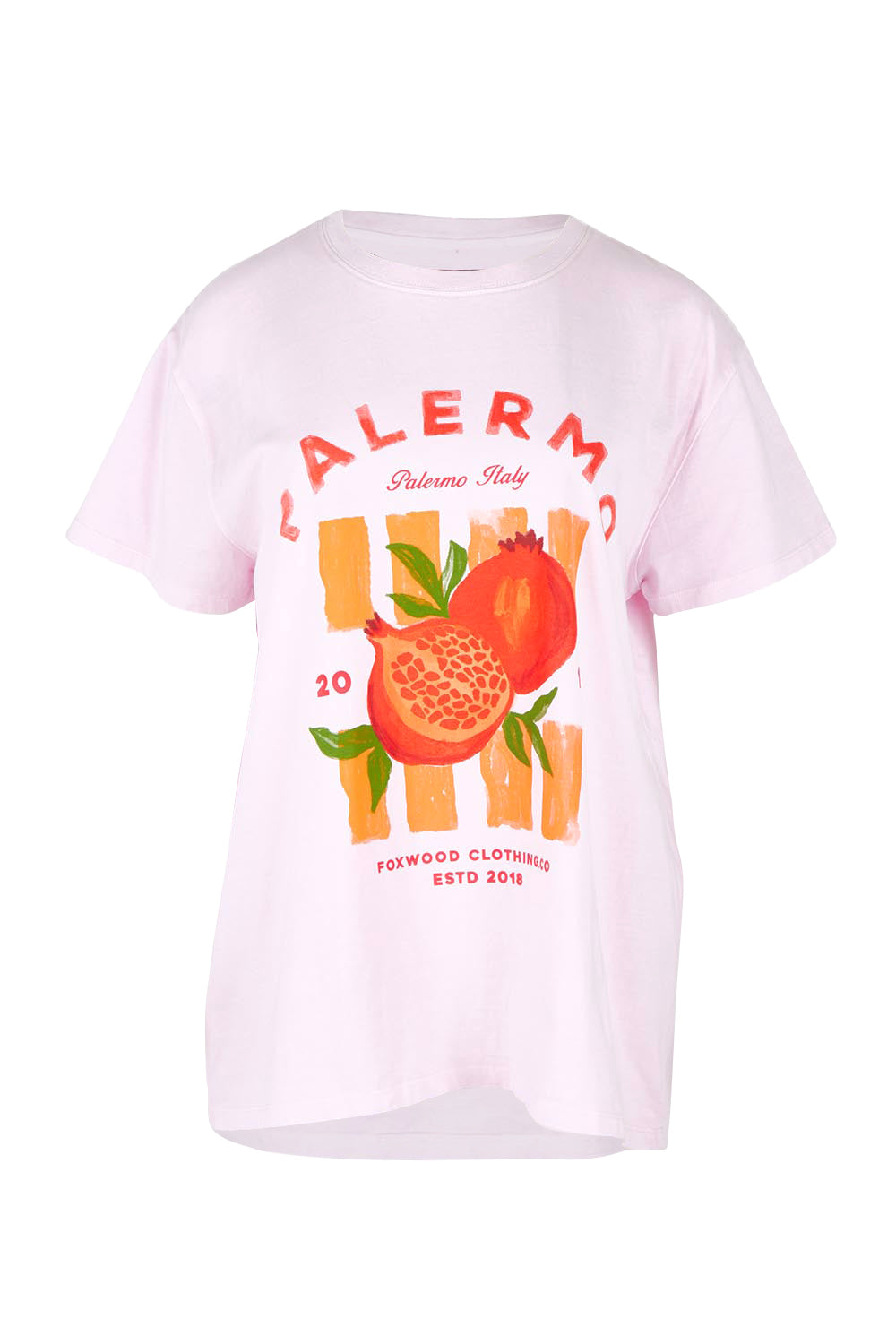 Product shot of the Palermo Cotton Tee in colour Lavender (Purple), from the front