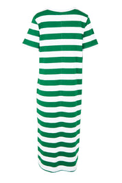 Product shot of the Tallow Cotton Dress in colour Whtgreen, from the back