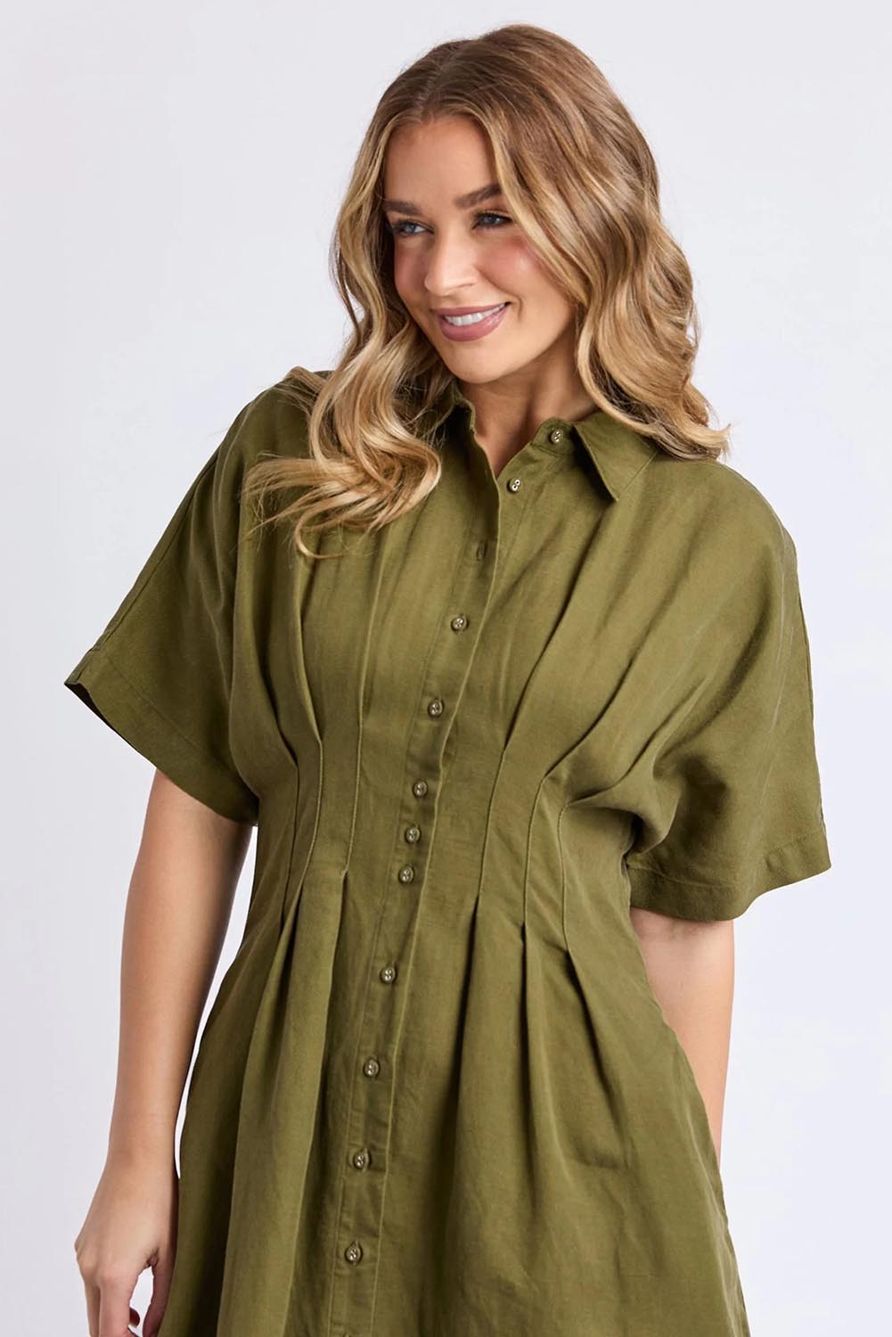 Marbella Lyocell Linen Dress - Wintermoss