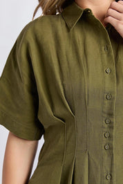 Marbella Lyocell Linen Dress - Wintermoss