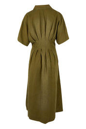 Product shot of the Marbella Dress in colour Wintermoss (Green), from the back