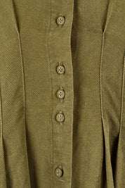 Product shot of the Marbella Dress in colour Wintermoss (Green), detail
