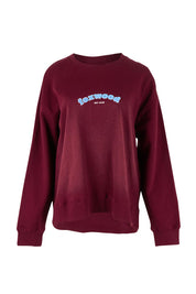 Product shot of the Solace Crew in colour Windwine (Red), from the front