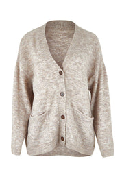 Product shot of the Emarie Cardi in colour Oatmeal, from the front