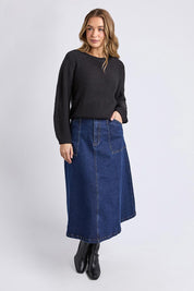A model wearing the Blair Ls Knit in colour Black (Black), from the front, showing the whole outfit