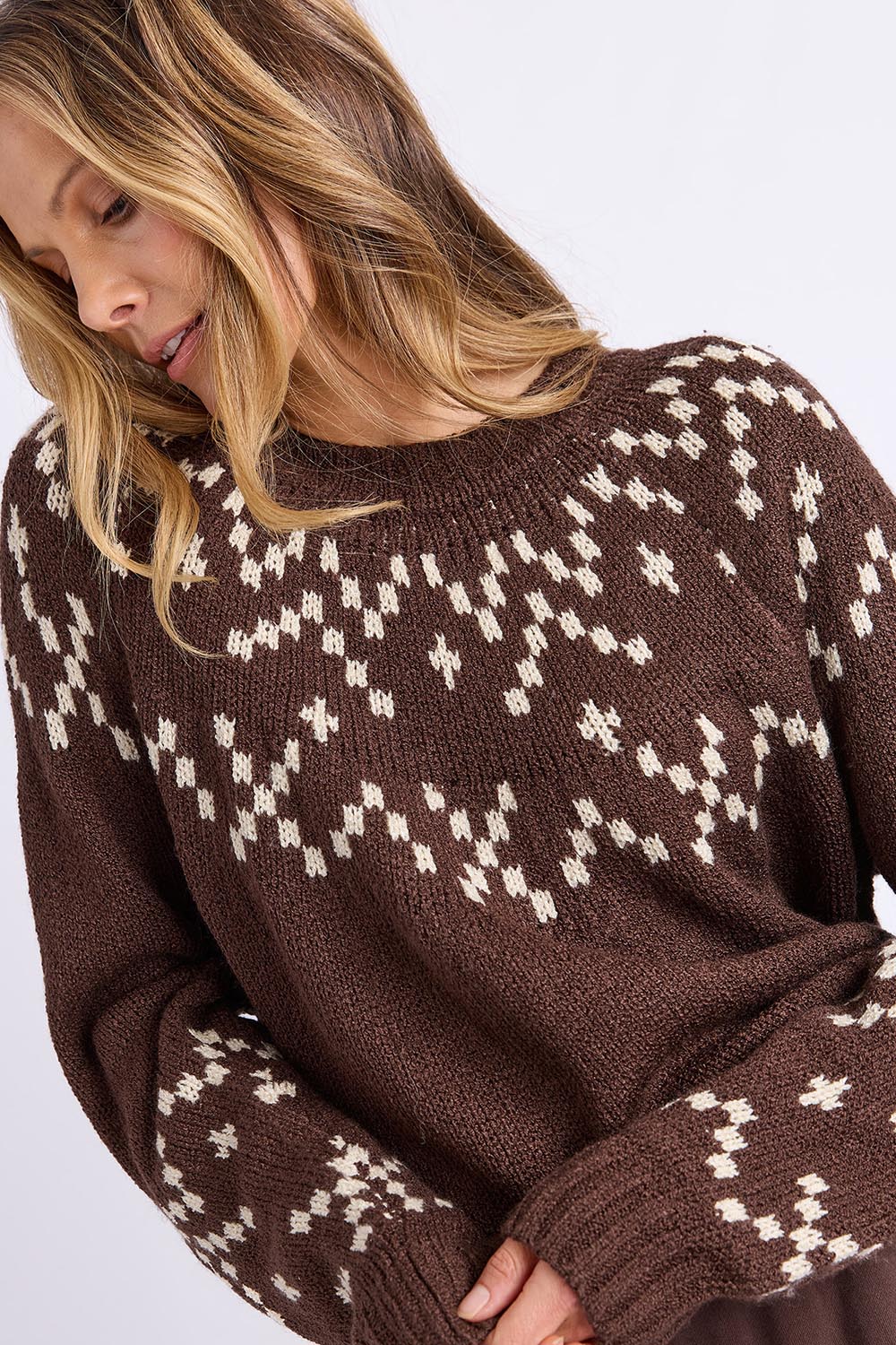 Polar Wool Blend Knit Crew – Coffee