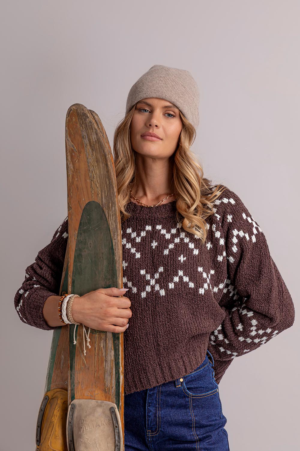Polar Wool Blend Knit Crew – Coffee