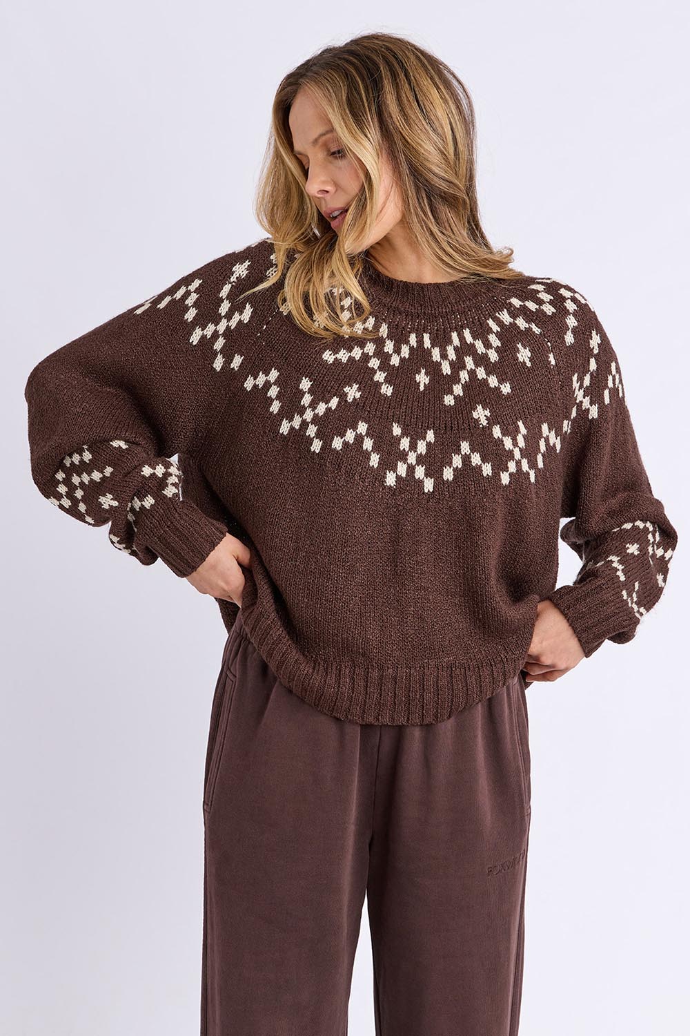Polar Wool Blend Knit Crew – Coffee