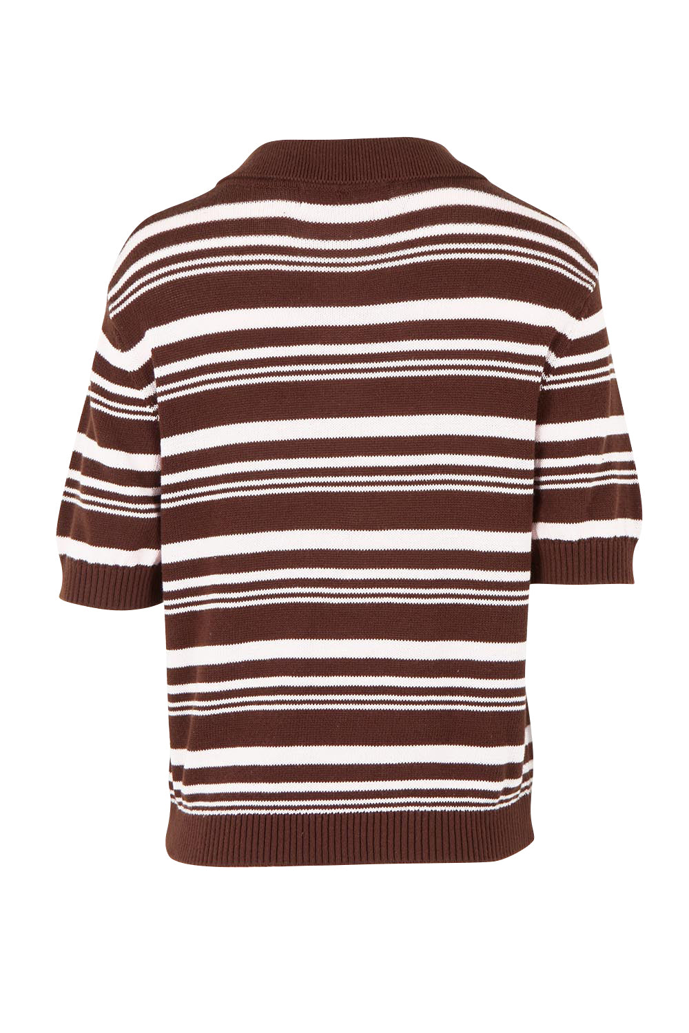 Product shot of the Rise Stripe Top – Chocolate in colour Chocolate, from the back