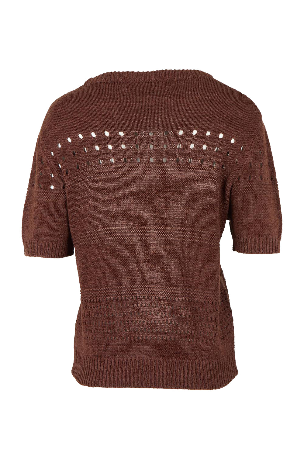 Product shot of the Sable Knit Top – Chocolate in colour Chocolate, from the back