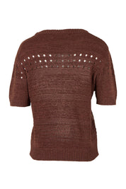 Product shot of the Sable Knit Top – Chocolate in colour Chocolate, from the back