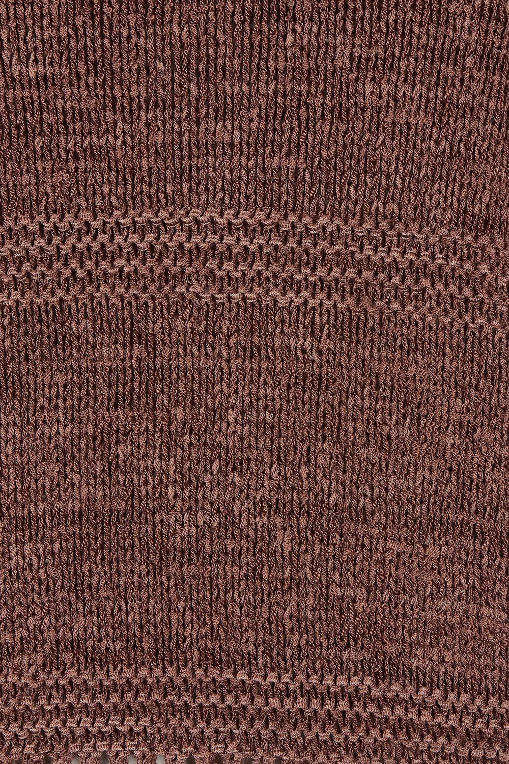 Product shot of the Sable Knit Top – Chocolate in colour Chocolate, showing detail