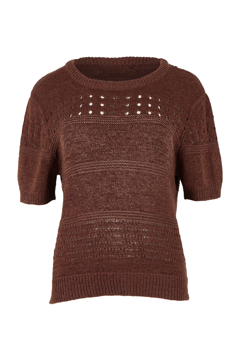 Product shot of the Sable Knit Top – Chocolate in colour Chocolate, from the front