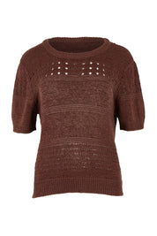 Product shot of the Sable Knit Top – Chocolate in colour Chocolate, from the front