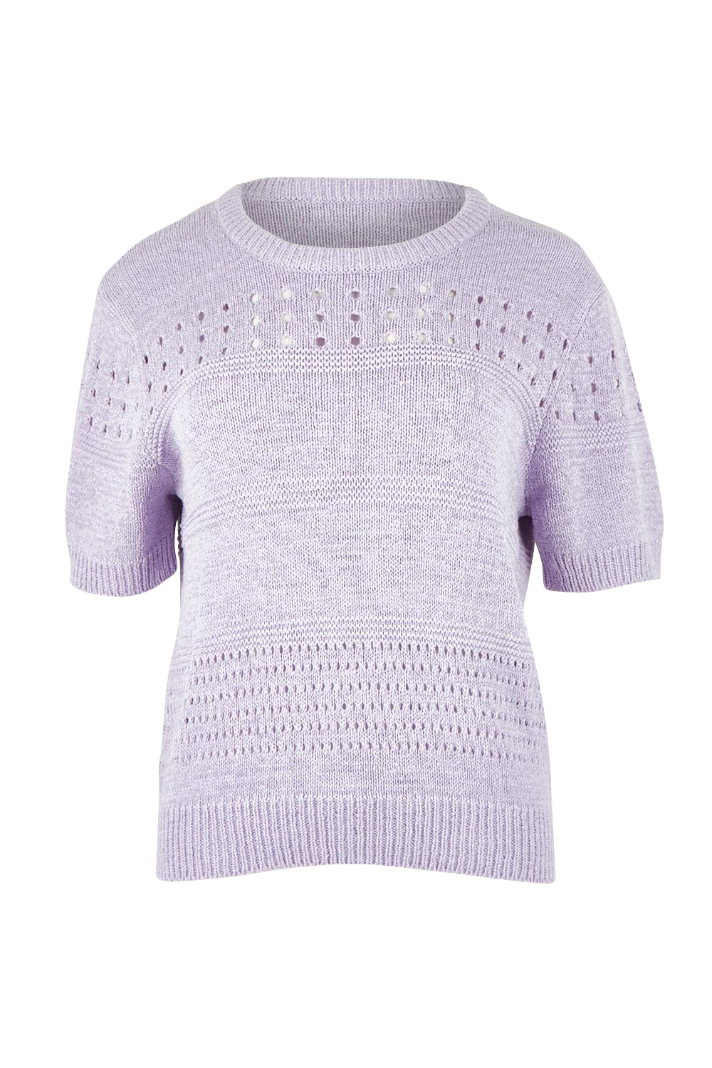 Product shot of the Sable Knit Top – Pastellila in colour Pastellila, from the front