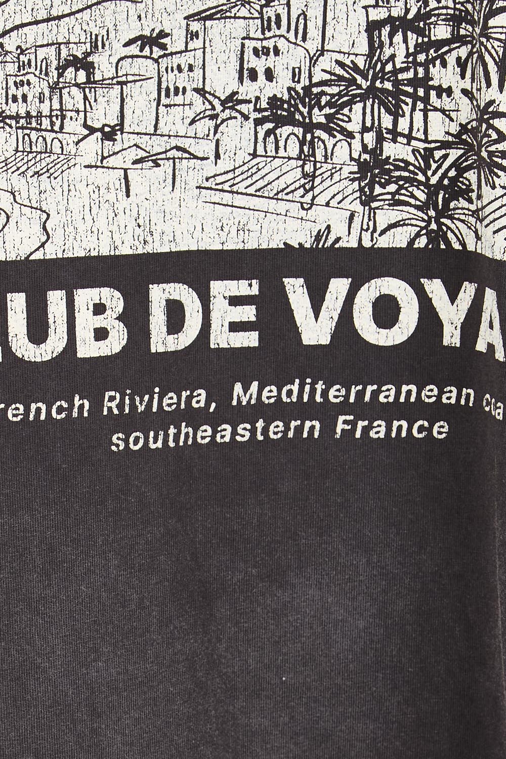 Product shot of the Voyage Tee – Wshedblack in colour Wshedblack, showing detail