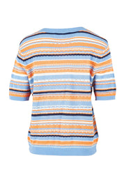Product shot of the Bronte Stripe Top – Deepblue in colour Deepblue, from the back