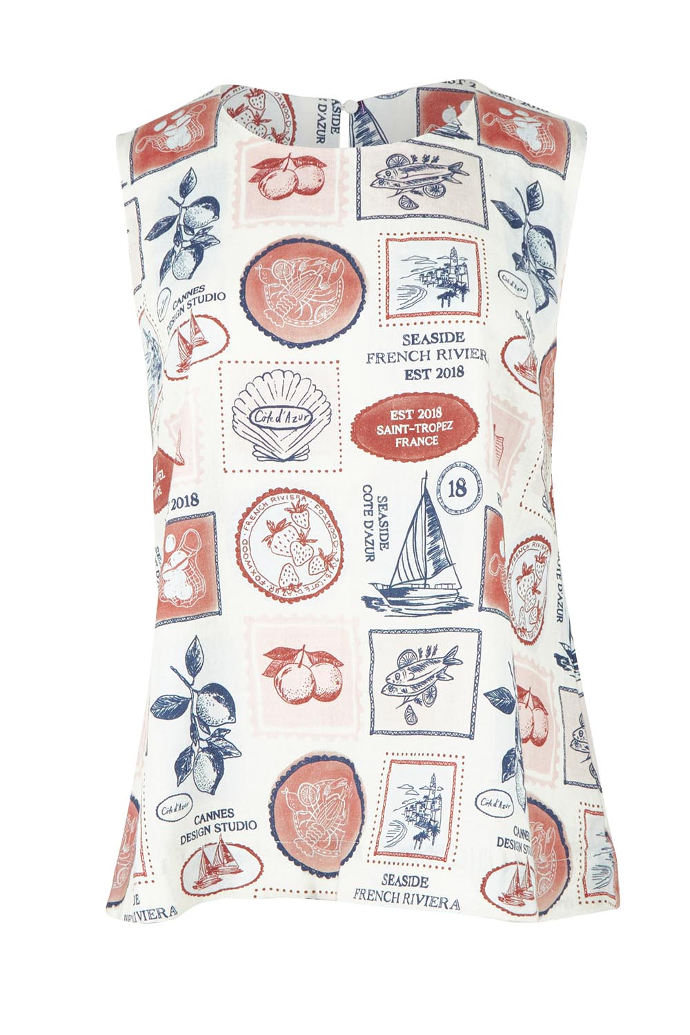 Product shot of the French Riviera Top – Frenchprin in colour Frenchprin, from the front