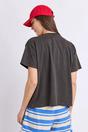 Model Genericm wearing size sample of the Cherry Tee – Wshedblack in colour Wshedblack, from the back