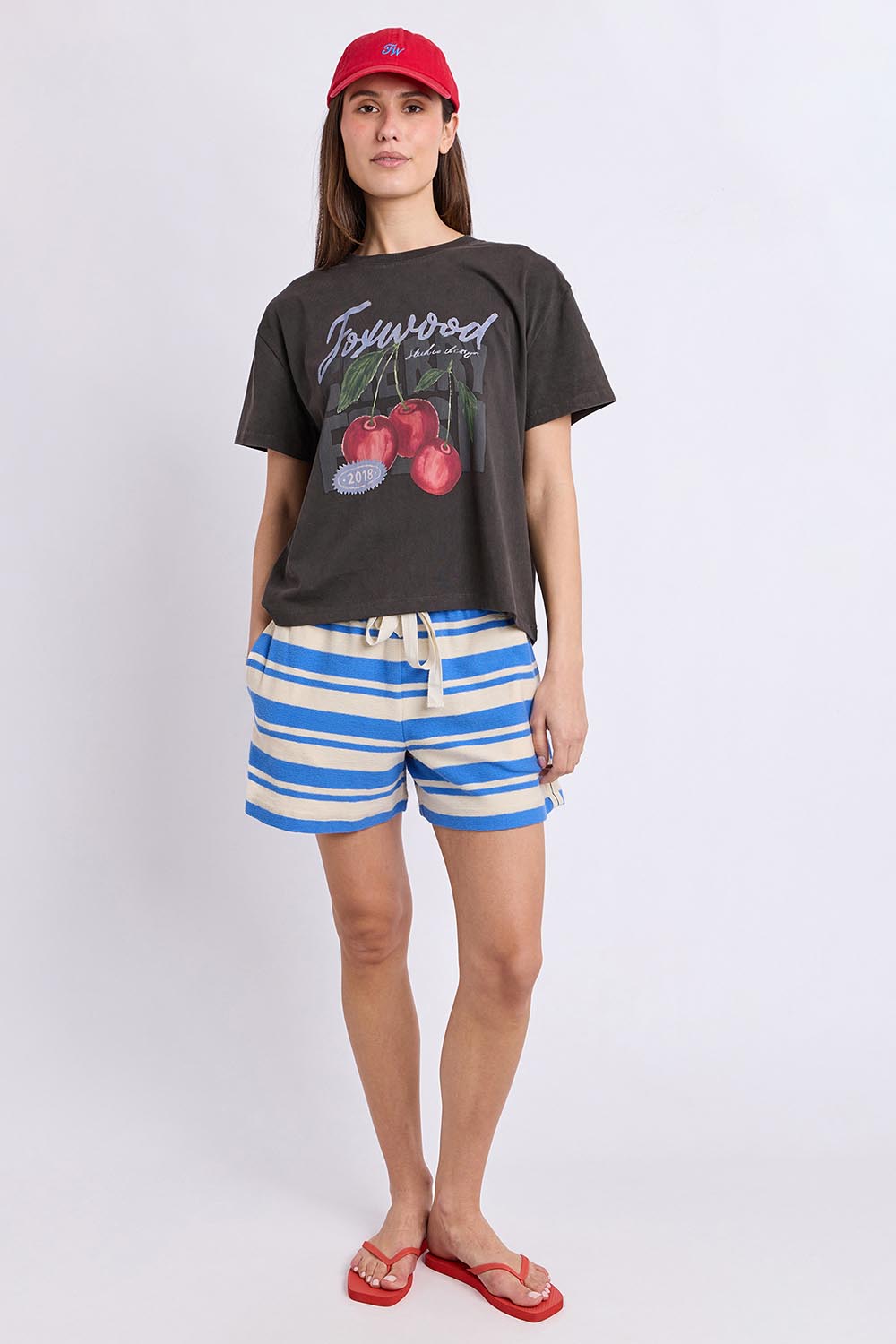 Model Genericm wearing size sample of the Cherry Tee – Wshedblack in colour Wshedblack, from the front