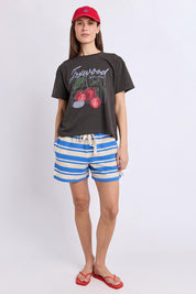 Model Genericm wearing size sample of the Cherry Tee – Wshedblack in colour Wshedblack, from the front