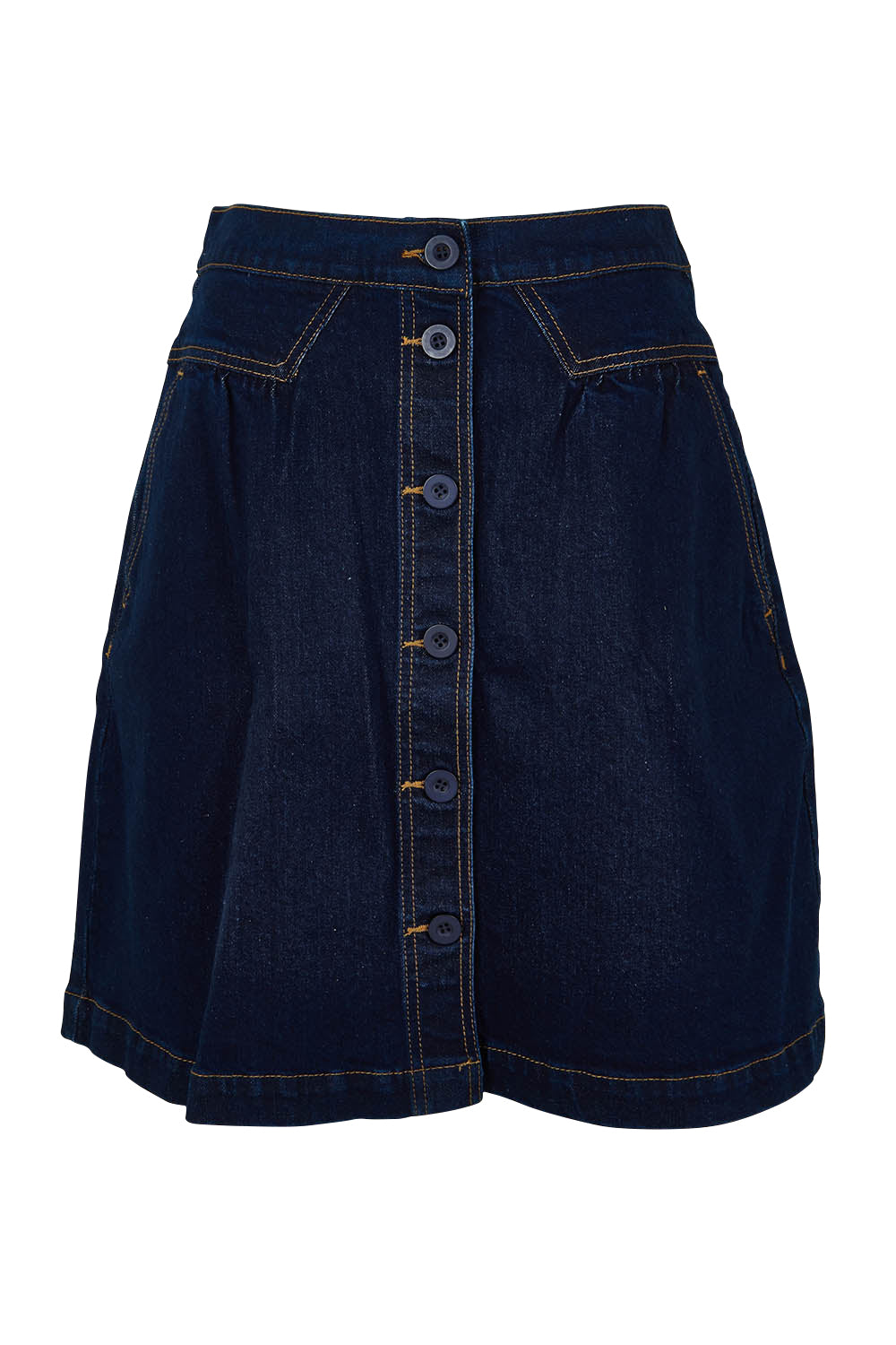 Product shot of the Elements Amanda Skirt in colour Indigoden (Blue), from the front