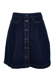 Product shot of the Elements Amanda Skirt in colour Indigoden (Blue), from the front