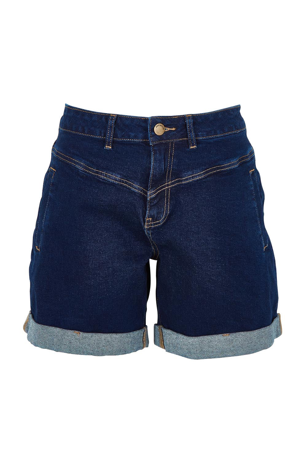 Product shot of the Elements Devi Denim Shorts in colour Darkblue (Blue), from the front