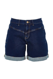 Product shot of the Elements Devi Denim Shorts in colour Darkblue (Blue), from the front