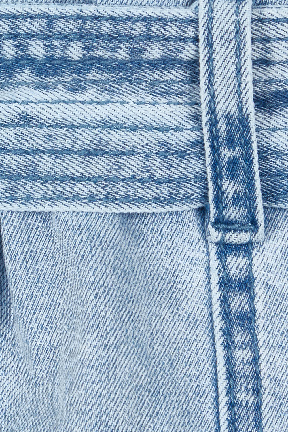 Product shot of the Sleeveless Talbert Denim Dress in colour Lightblue (Blue), detail