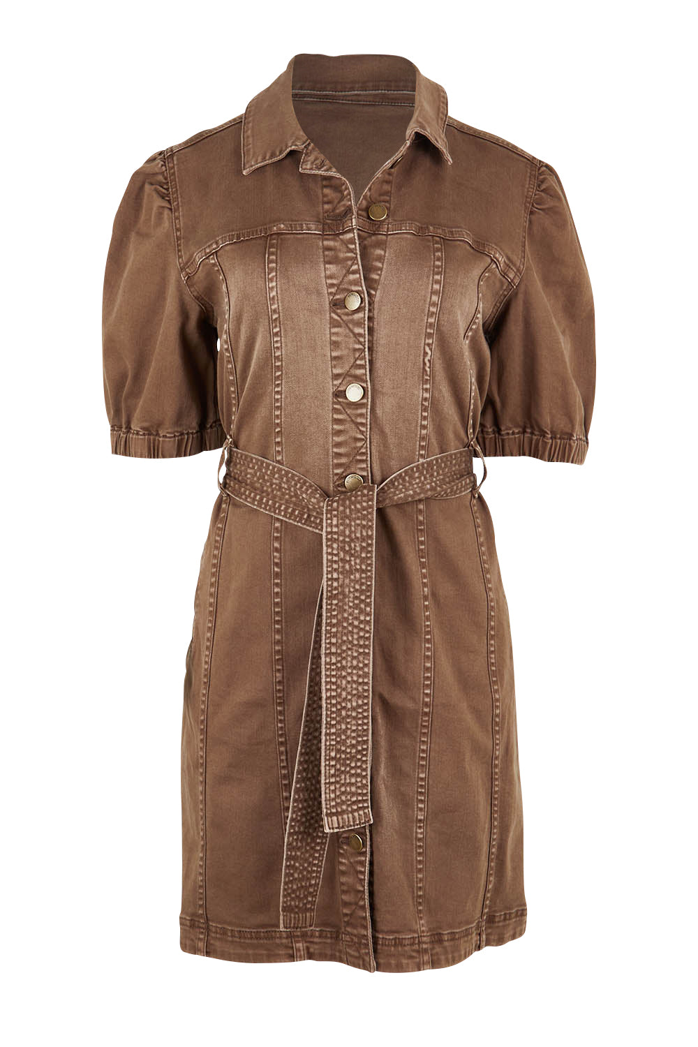 Product shot of the Talbert Dress in colour Chocolate, from the front