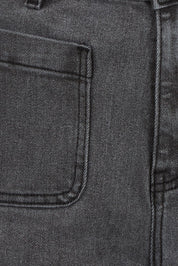 Product shot of the Sarah Wide Leg Jean in colour Washblack (Black), detail