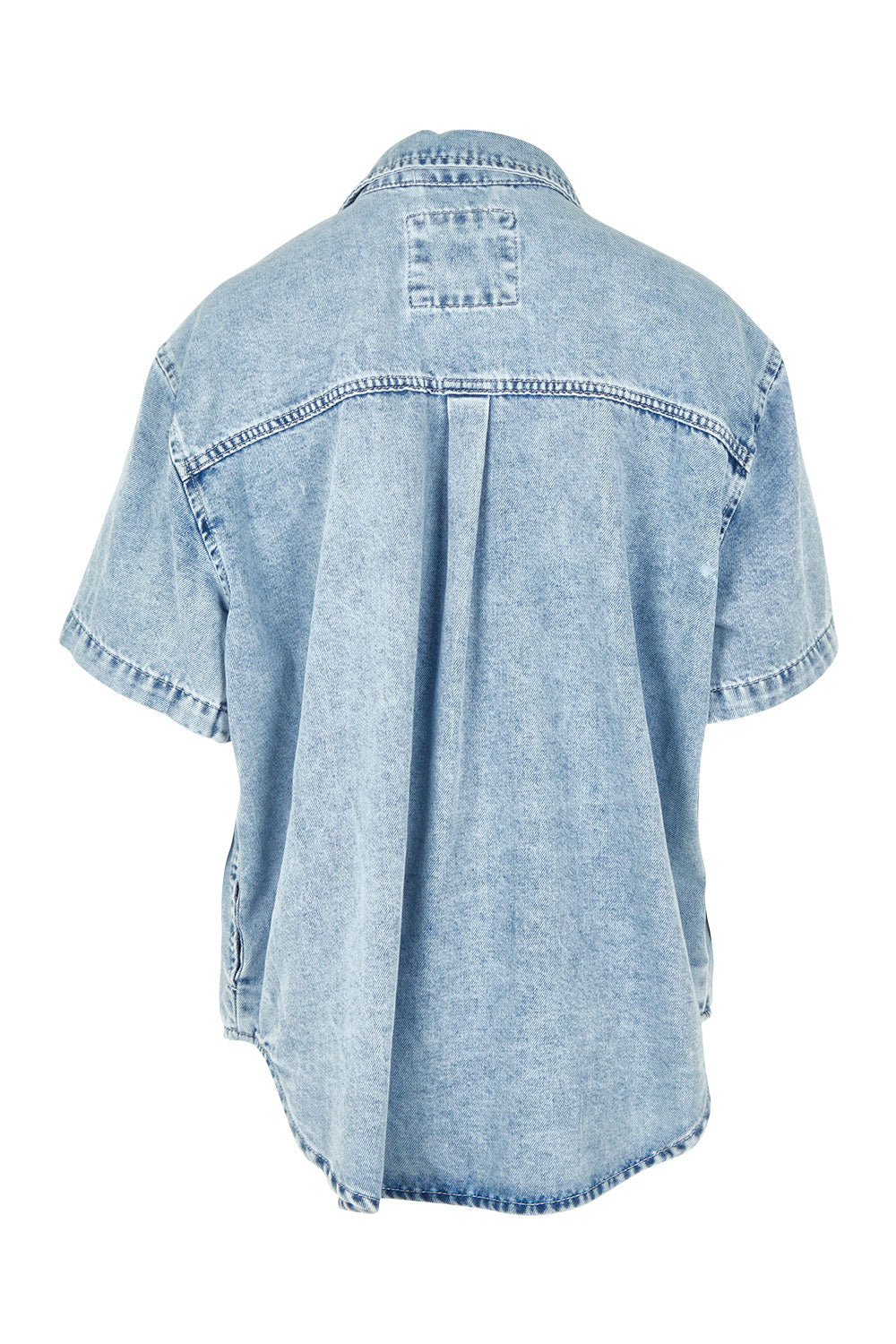 Product shot of the Daisy Denim Ss Shirt in colour Lightblue (Blue), from the back