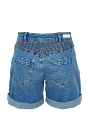 Product shot of the Elements Devi Denim Shorts in colour Midblue (Blue), from the back