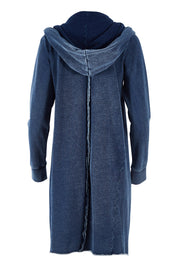 Product shot of the Elements Annie Hooded Cardigan in colour Washedenim (Blue), from the back