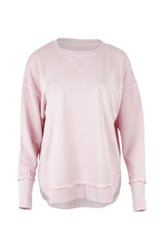 Product shot of the Elements Simplified Cotton Crew in colour Blossom (Pink), from the front