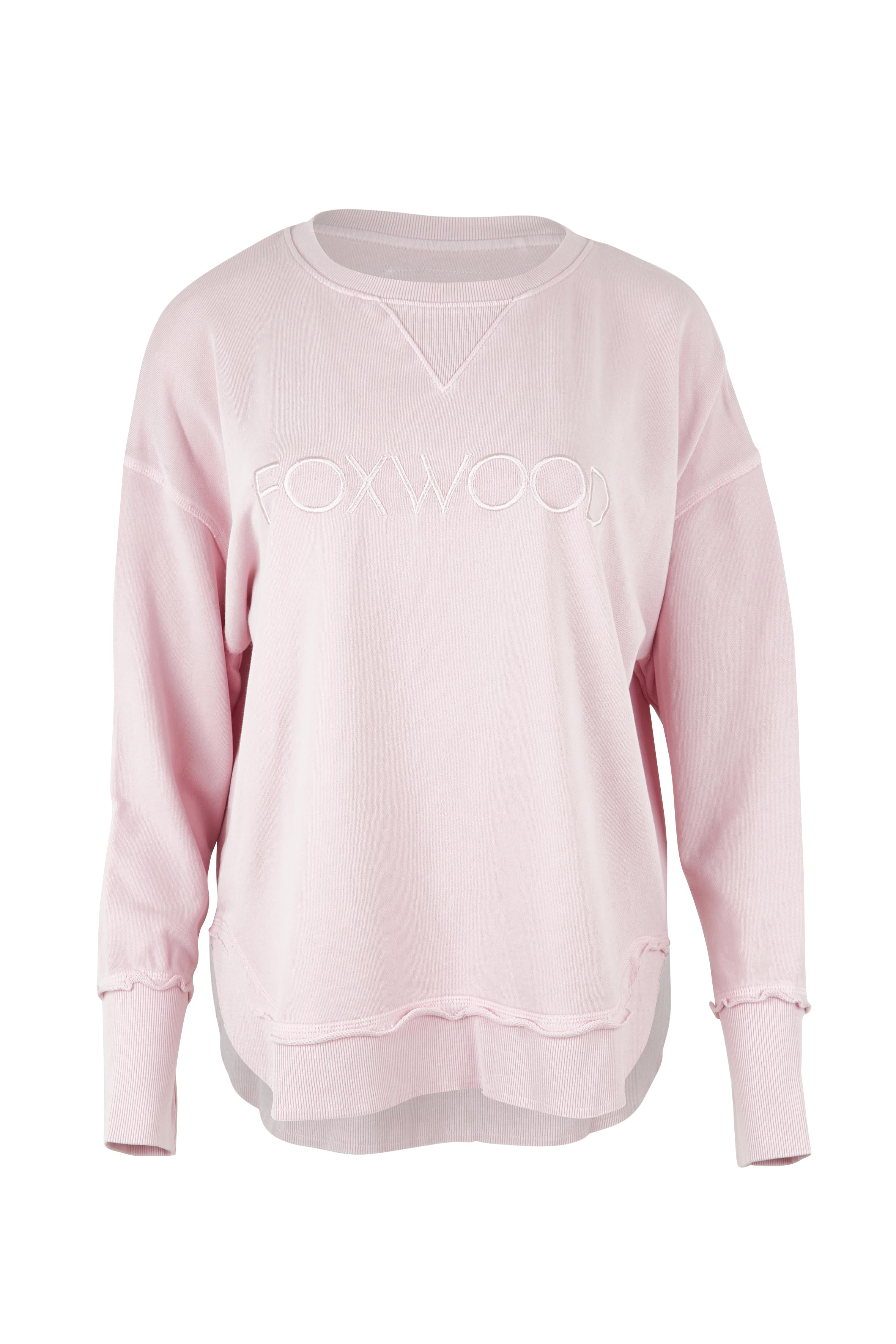 Product shot of the Elements Simplified Cotton Crew in colour Blossom (Pink), from the front