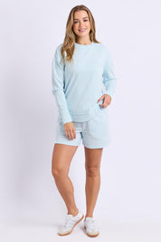 Model Genericm wearing size sample of the Elements Simplified Cotton Crew – Coolblue in colour Coolblue, from the front