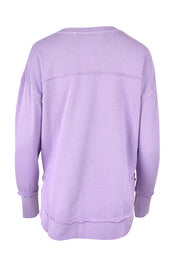 Product shot of the Elements Simplified Cotton Crew in colour Lavender (Purple), from the back