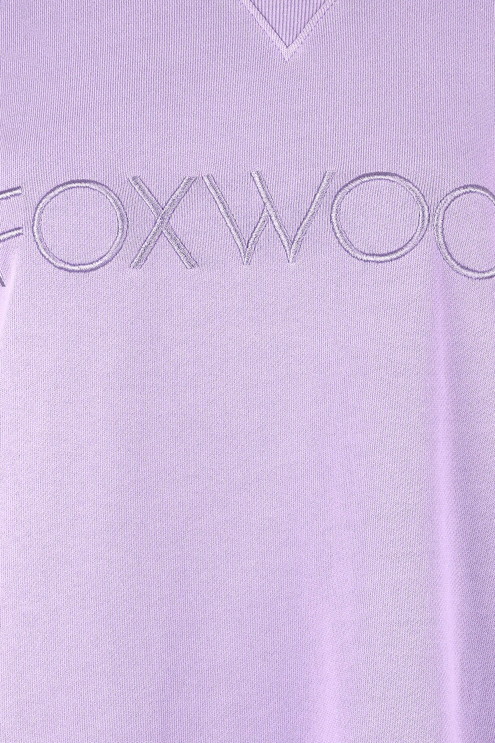 Product shot of the Elements Simplified Cotton Crew in colour Lavender (Purple), detail