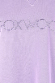 Product shot of the Elements Simplified Cotton Crew in colour Lavender (Purple), detail