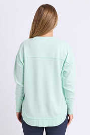 Model Genericm wearing size sample of the Elements Simplified Cotton Crew – Palemint in colour Palemint, from the back